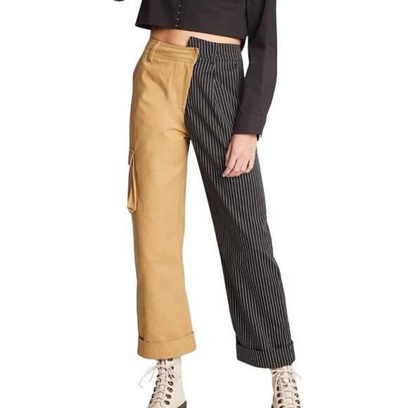 2/$30 NWT Choosy Size 4 Womens Two-Tone High Rise Cargo & Pinstripe Pants - Picture 3 of 16